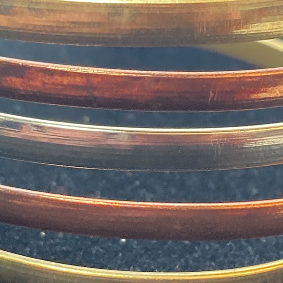 Mixed Metal Tone Stacked Look Cuff Bracelet Silver Gold Bronze - Picture 4 of 15